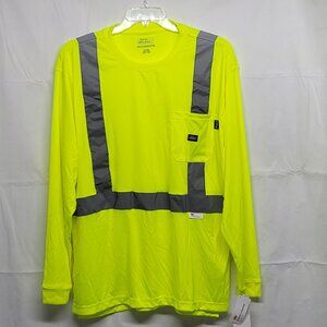 Dickies Mens Safety Shirt Hi-Vis 2XLR Long Sleeve Ansi 2 3M Reflective OLD STOCK